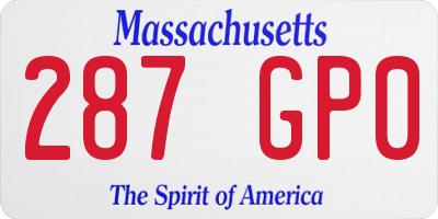 MA license plate 287GP0