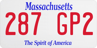 MA license plate 287GP2