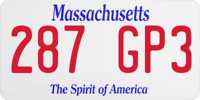MA license plate 287GP3