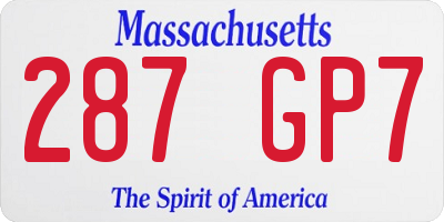 MA license plate 287GP7