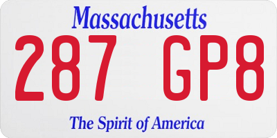 MA license plate 287GP8