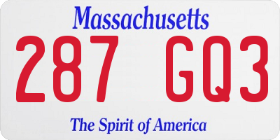MA license plate 287GQ3