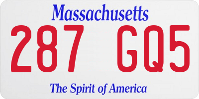 MA license plate 287GQ5