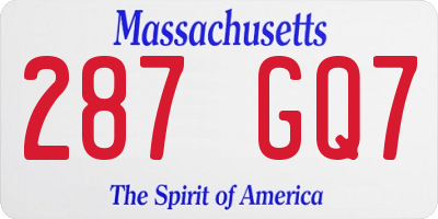 MA license plate 287GQ7