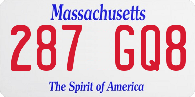 MA license plate 287GQ8