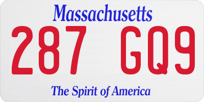 MA license plate 287GQ9