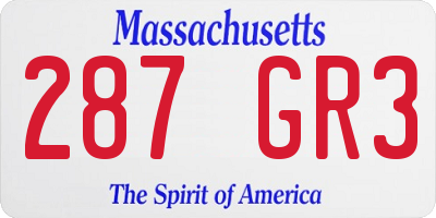 MA license plate 287GR3