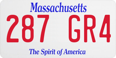 MA license plate 287GR4