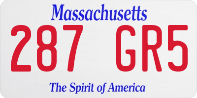 MA license plate 287GR5