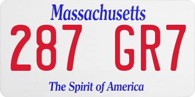 MA license plate 287GR7