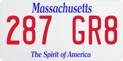 MA license plate 287GR8