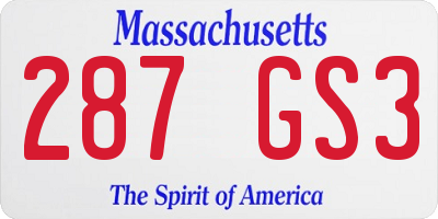 MA license plate 287GS3