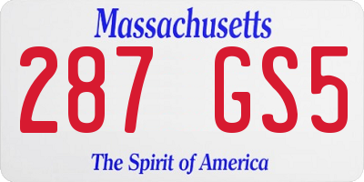 MA license plate 287GS5