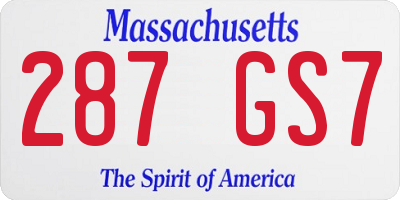MA license plate 287GS7