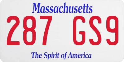 MA license plate 287GS9