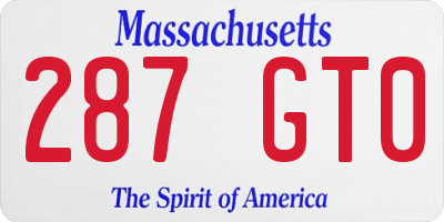 MA license plate 287GT0
