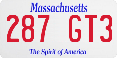 MA license plate 287GT3