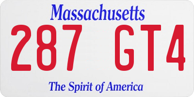 MA license plate 287GT4