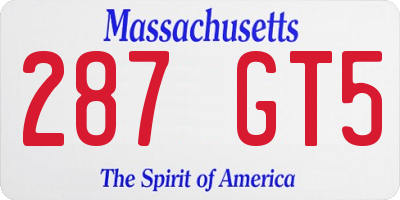MA license plate 287GT5