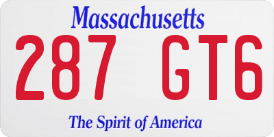 MA license plate 287GT6