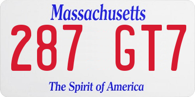 MA license plate 287GT7