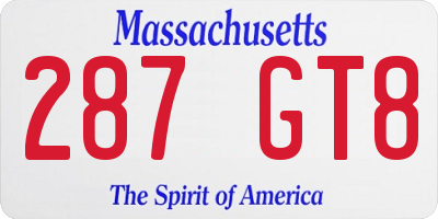 MA license plate 287GT8