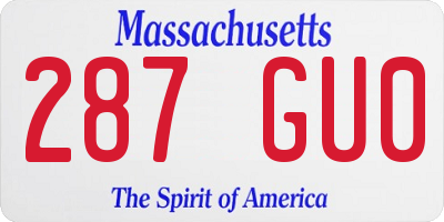 MA license plate 287GU0