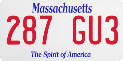 MA license plate 287GU3