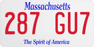 MA license plate 287GU7