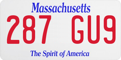 MA license plate 287GU9