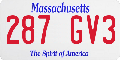 MA license plate 287GV3
