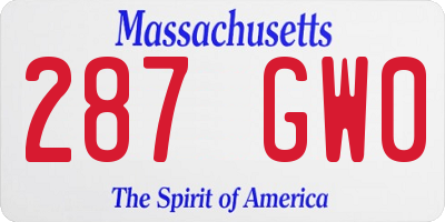 MA license plate 287GW0
