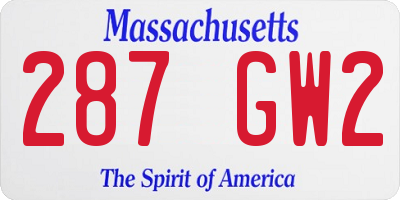 MA license plate 287GW2