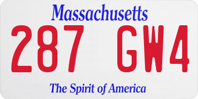MA license plate 287GW4