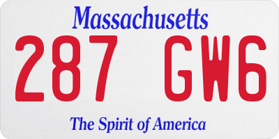 MA license plate 287GW6