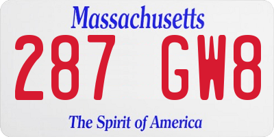 MA license plate 287GW8