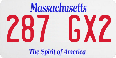 MA license plate 287GX2