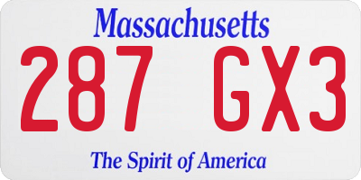 MA license plate 287GX3