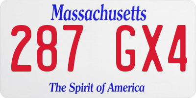 MA license plate 287GX4