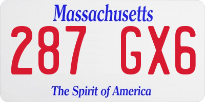 MA license plate 287GX6
