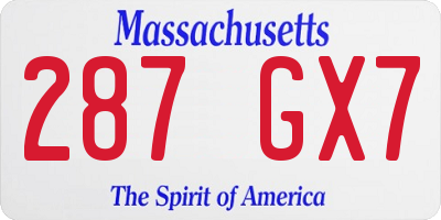 MA license plate 287GX7