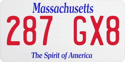 MA license plate 287GX8
