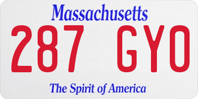 MA license plate 287GY0