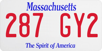 MA license plate 287GY2