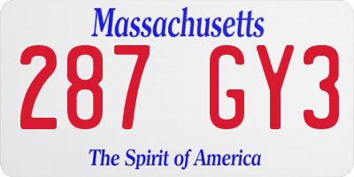 MA license plate 287GY3