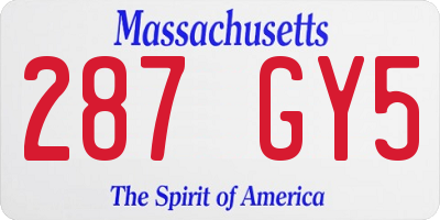 MA license plate 287GY5