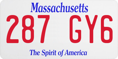 MA license plate 287GY6