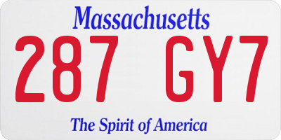 MA license plate 287GY7