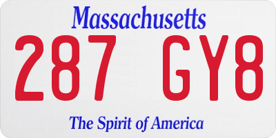 MA license plate 287GY8