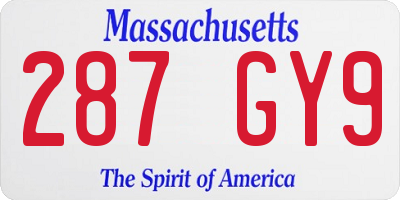 MA license plate 287GY9